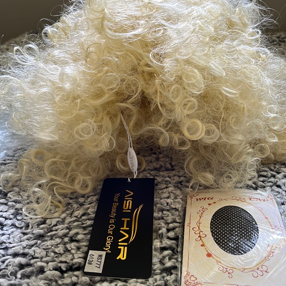 Aisi Blonde Curly Short Wig